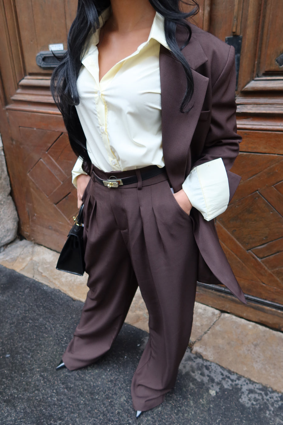 PANTALON TAILLEUR LARA [BROWN]