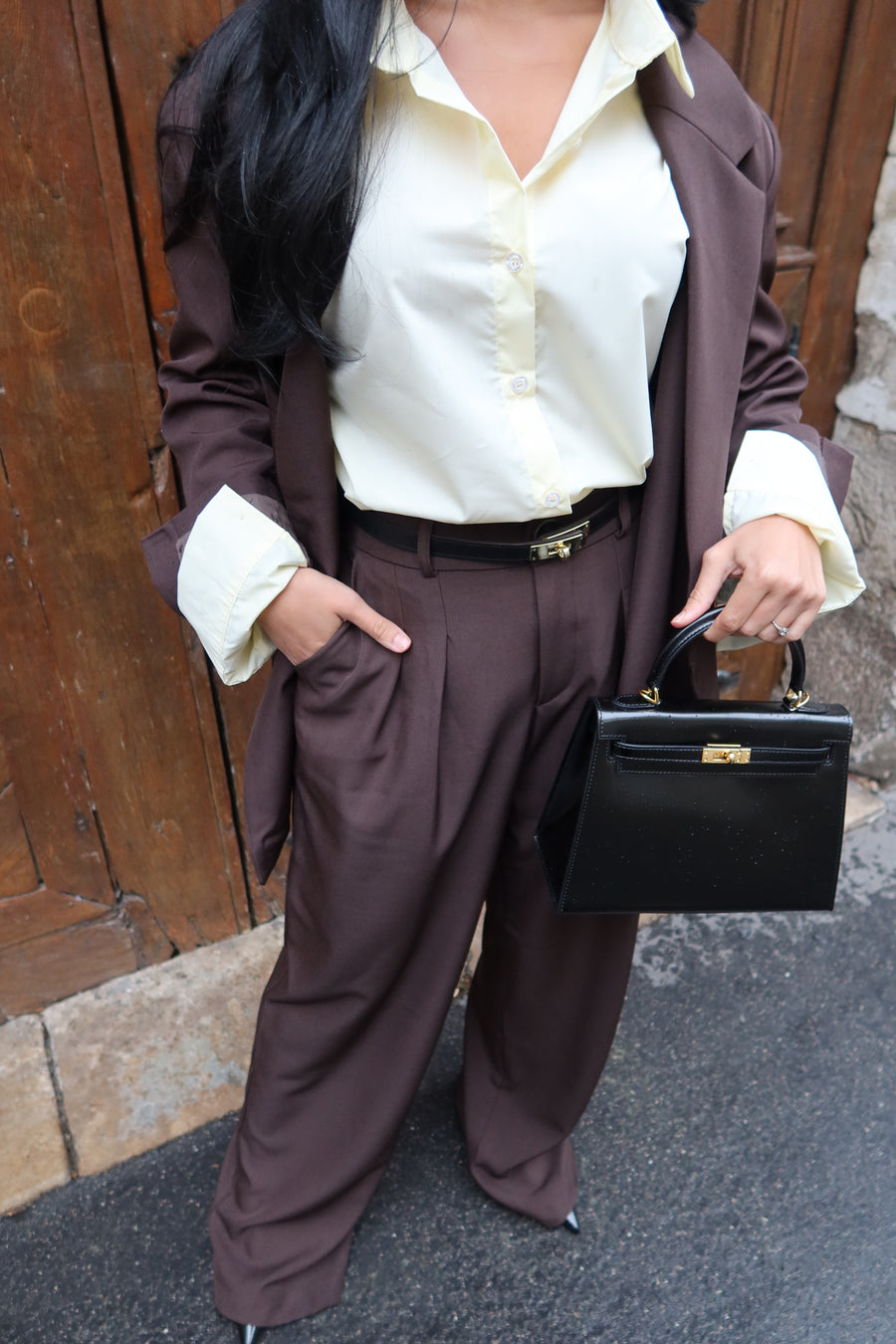 PANTALON TAILLEUR LARA [BROWN]