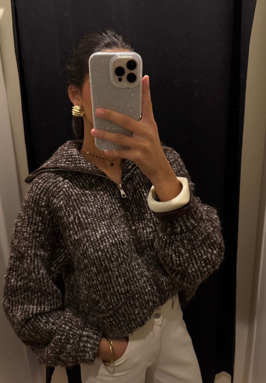 GILET CHINÉ SARAA [CHOCO] - | I AM ELVÏRA