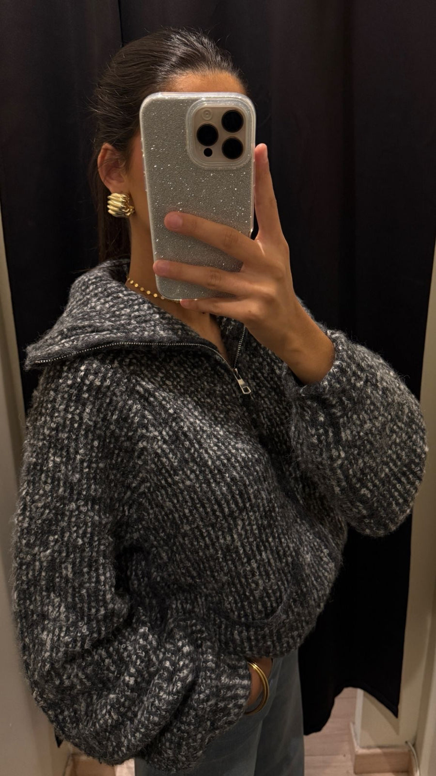 GILET CHINÉ SARAA [GRIS] - | I AM ELVÏRA