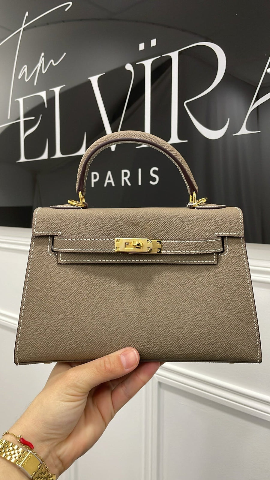 SAC CUIR 22CM [TAUPE GOLD] - | I AM ELVÏRA
