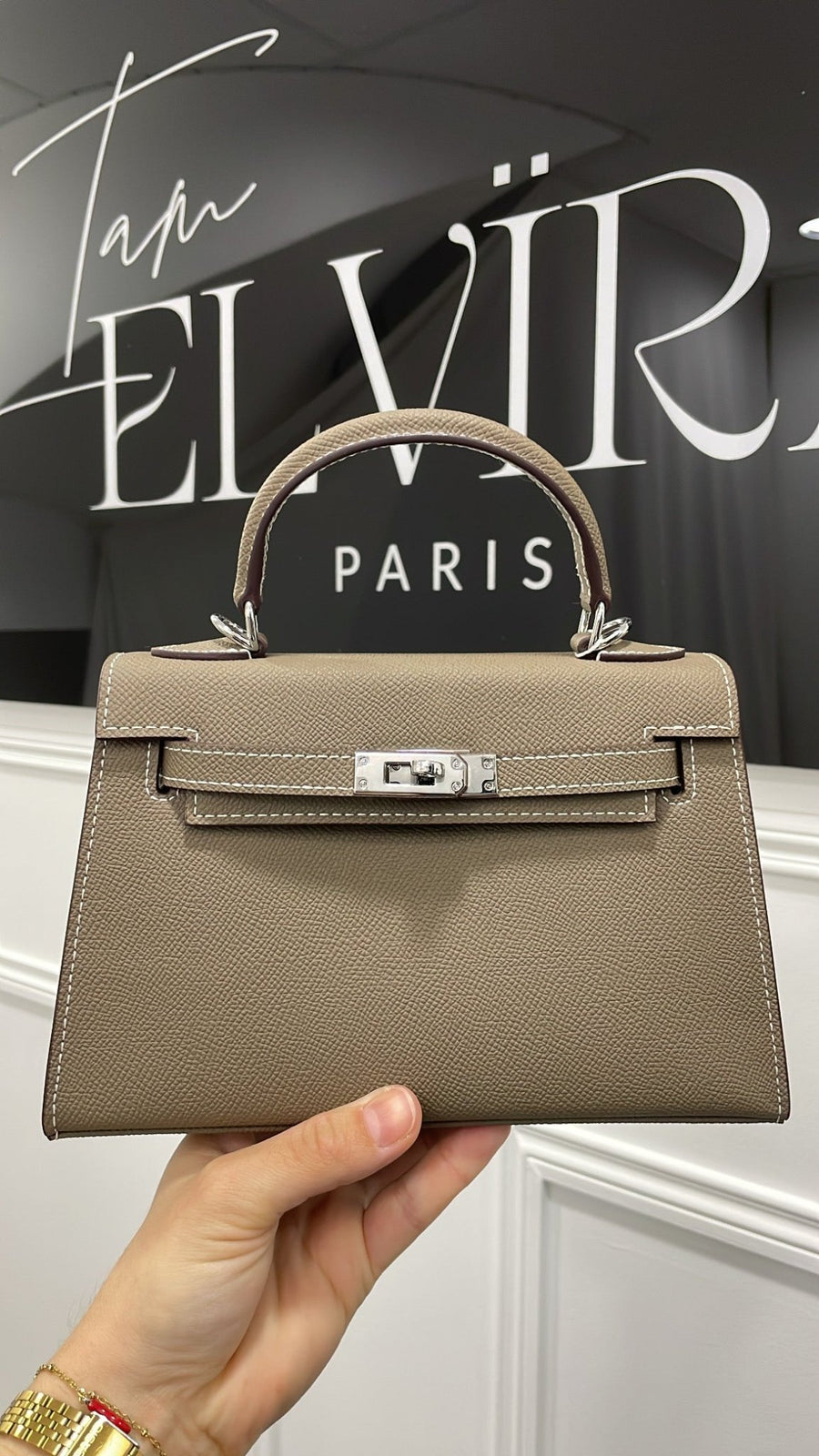 SAC CUIR 22CM [TAUPE SILVER] - | I AM ELVÏRA