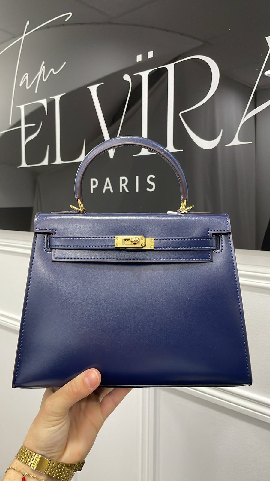 SAC CUIR LISSE 25CM [BLEU CANARD] - | I AM ELVÏRA