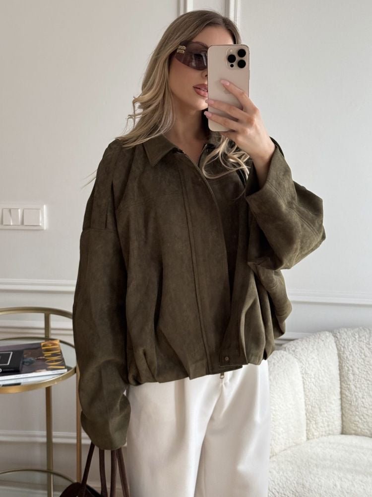 VESTE EN SUÉDINE PALOMA [KAKI] - | I AM ELVÏRA